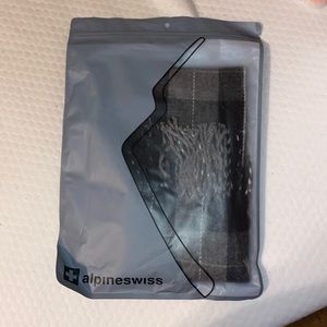 Alpine Swiss men’s scarf, plaid black, grey, and white